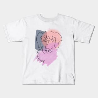 Abstract Dog Line Art with Watercolor Blobs Kids T-Shirt